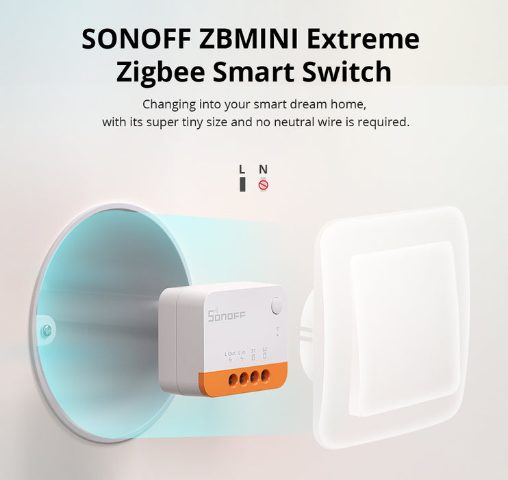مفتاح ذكي Zigbee صغير جداً ZBMINIL2 للتحكم عن بُعد بدون سلك محايد من sonoff