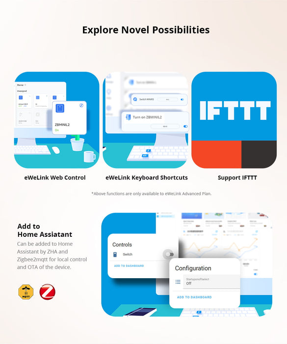 مفتاح ذكي Zigbee صغير جداً ZBMINIL2 للتحكم عن بُعد بدون سلك محايد من sonoff