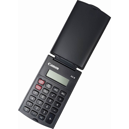 آلة حاسبة كانون AS-8 HB EMEA مع شاشة LCD 8 أرقام وغطاء متين دوار 360 درجة