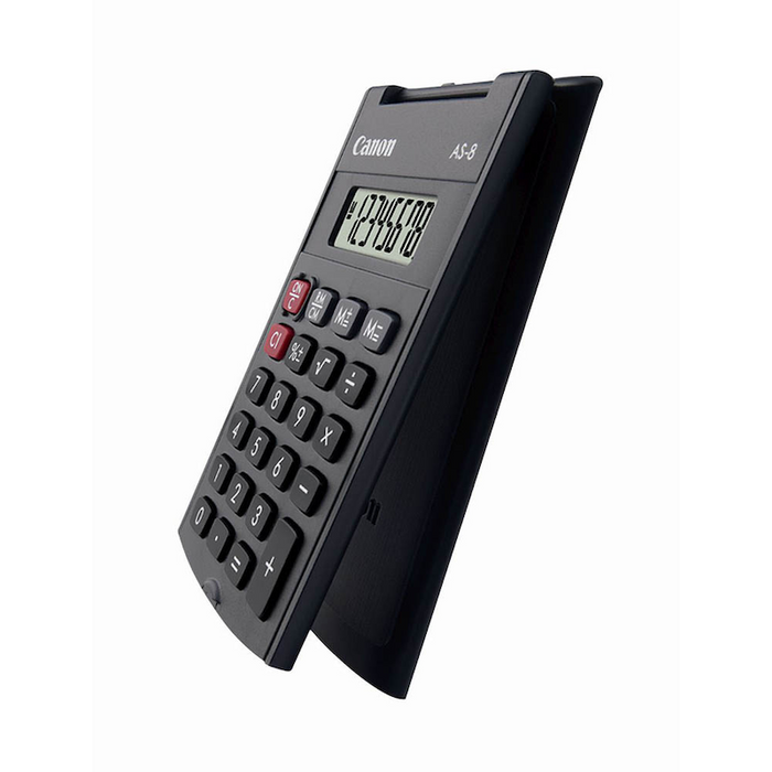 آلة حاسبة كانون AS-8 HB EMEA مع شاشة LCD 8 أرقام وغطاء متين دوار 360 درجة