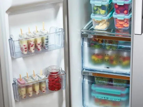 ثلاجة جانبية متطابقة بدون صقيع Gorenje بسعة 601 لتر مع ضاغط عاكس وموزع مياه وثلج