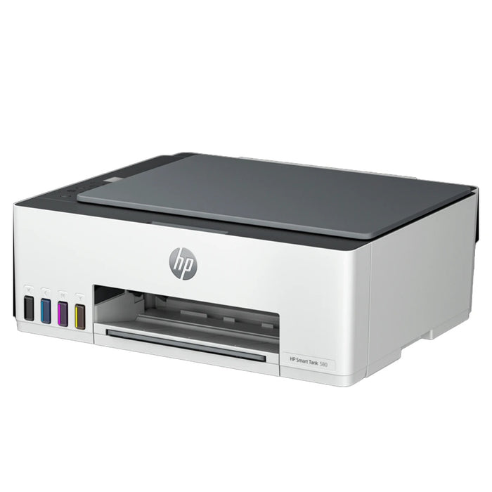 طابعة HP سمارت تانك 580 لاسلكية متعددة الوظائف بتصميم مدمج للمساحات الصغيرة