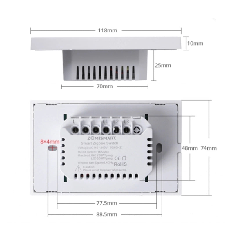 Zemismart 3-Way Smart Switch - Zigbee Mesh - US Type - White Zemismart 3-Way Smart Switch - Zigbee Mesh - US Type - White