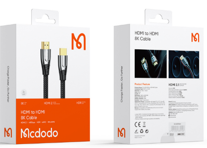كابل HDMI 2.1 بدقة 8K بطول 2م مصنوع من سبائك الزنك لتمتع بتجربة مذهلة من Mcdodo