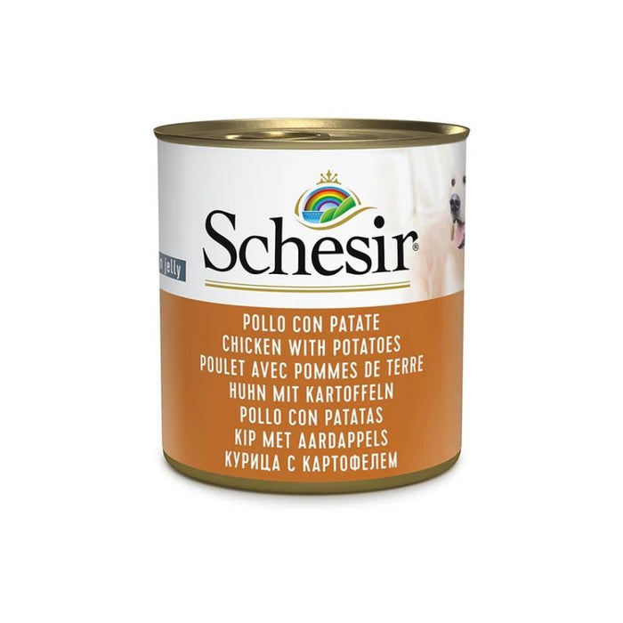 SCHESIR C2801 علب للكلاب 16x285 gr دجاج لذيذ بطبقة بطاطس في هلام شهي
