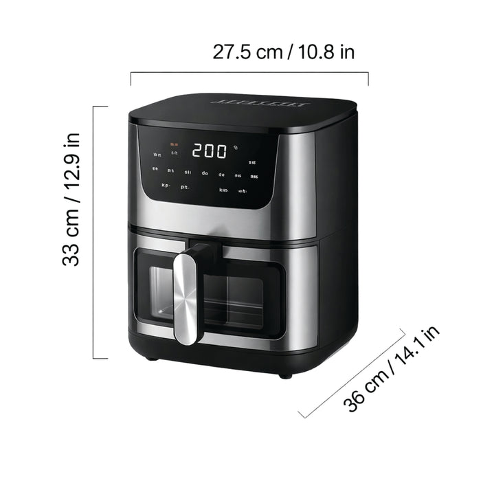 مقلاة هوائية 7.5 لتر باب زجاج من رومو انترناشونال - جعفر شوب