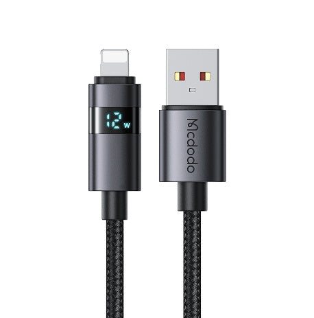 كابل USB-A إلى Lightning بزاوية عرض LED أفقية 1.2م، شحن سريع 3 أمبير. من Mcdodo