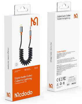 كابل لفائف لمعدل Lightning إلى DC3.5 ذكر بطول 1.8م مع صوت عالي الدقة من Mcdodo