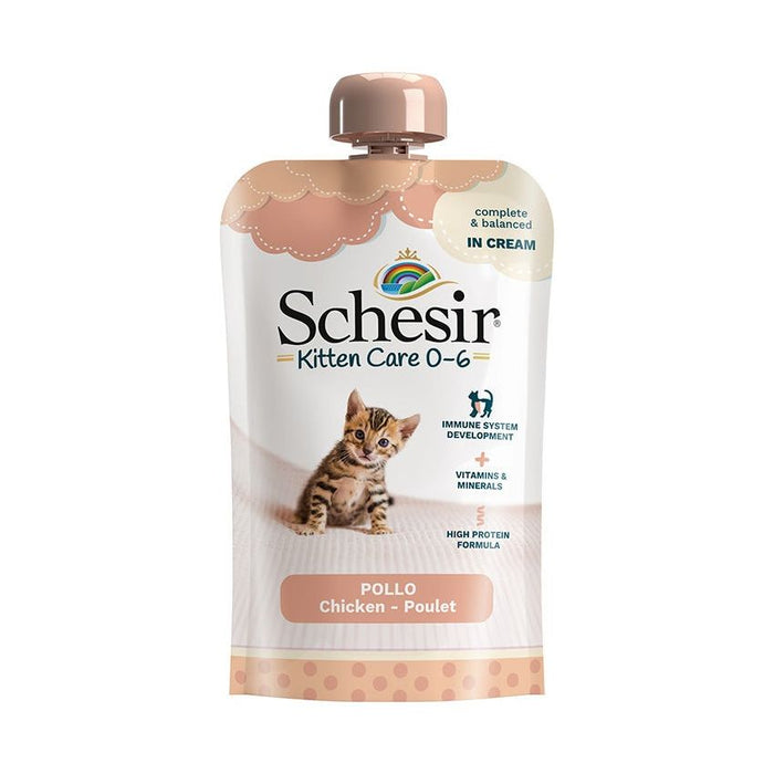 SCHESIR كيس كريمة للقطط 0-6 أشهر دجاج 20X150G طعام رطب مكتمل ومتوازن بشرائح دجاج