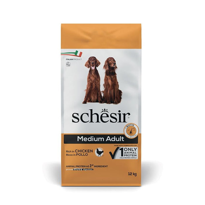 SCHESIR طعام جاف للصيانة دجاج 12KG مصدر بروتين واحد للكلاب البالغة متوسطة الحجم