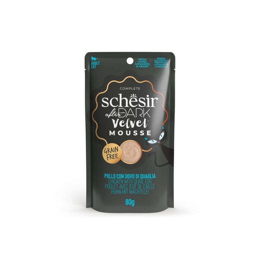 SCHESIR بعد الظلام موس مخملي للقطط 12X80G-N بشرائح دجاج وبيض سمان