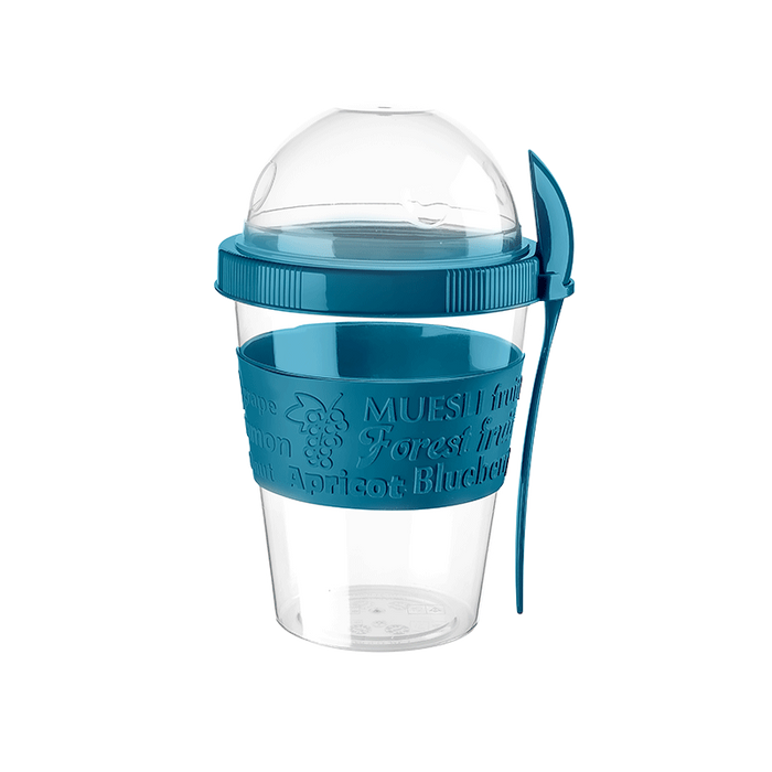 كاسة زبادي تيتز تايك أند غو 600 مل بتصميم محمول وآمن BPA مع ملعقة قابلة لإعادة الاستخدام