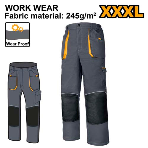 بنطلون عمال ثقيل XXXL مع جيب واقي للركبة قماش متين 245g/m² انكو من INGCO