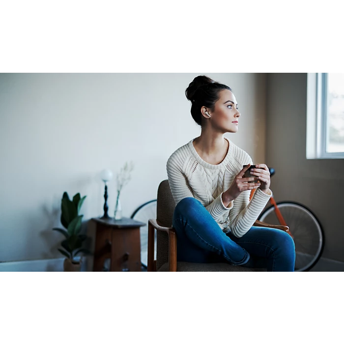 سماعات أذن فيليبس TWS Hybrid ANC بخاصية تحكم عبر التطبيق (أبيض)