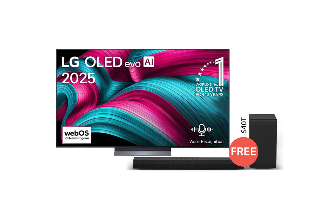 تلفزيون LG OLED evo AI C5 مقاس 55 بوصة بدقة 4K 144Hz ومدعوم بجهاز التحكم AI Magic remote وواجهة webOS25 طراز عام 2025