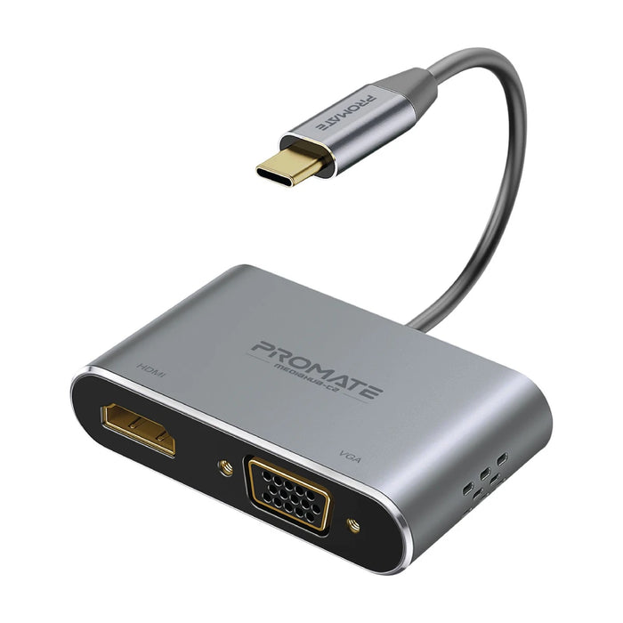 محول عرض USB-C بريميوم 2 في 1 بمنفذ HDMI بدقة 4K ومنفذ VGA من PROMATE