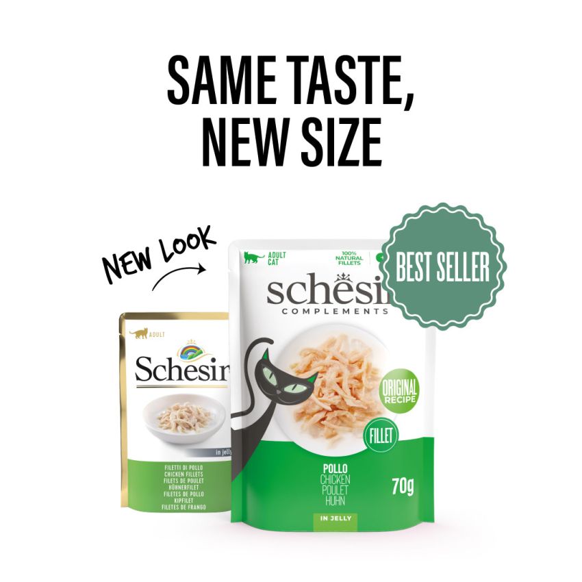 SCHESIR طعام رطب للقطط بنكهة دجاج في جيلي عبوة 12x70g