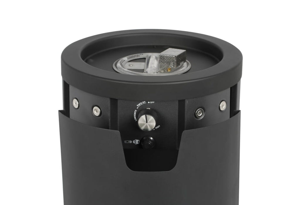 مدفأة غاز بروبان خارجية بعمود 28 إنش من الفولاذ المقاوم للحرارة باللون الأسود