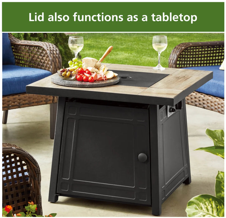 طاولة نار غاز مربعة 30 بوصة من Mainstays بتشطيب أسود و50,000 BTU