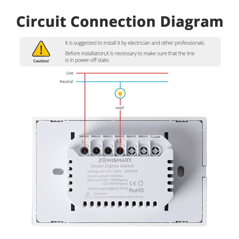 مفتاح ذكي - Zigbee Mesh - Zemismart-1Gang - US Type - ابيض مفتاح ذكي - Zigbee Mesh - Zemismart-1Gang - US Type - ابيض