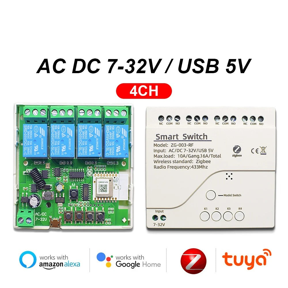 مفتاح ذكي رباعي- Zigbee Mesh - DIN Rail Type - ابيض يركب على لوحة القواطع مفتاح ذكي رباعي- Zigbee Mesh - DIN Rail Type - ابيض يركب على لوحة القواطع