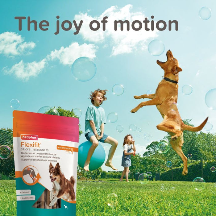 مكافآت فليكسيفيت بيوفار 150 جرام للكلاب، بأوميغا 3، جلوكوزامين، وكالسيوم لدعم المفاصل.