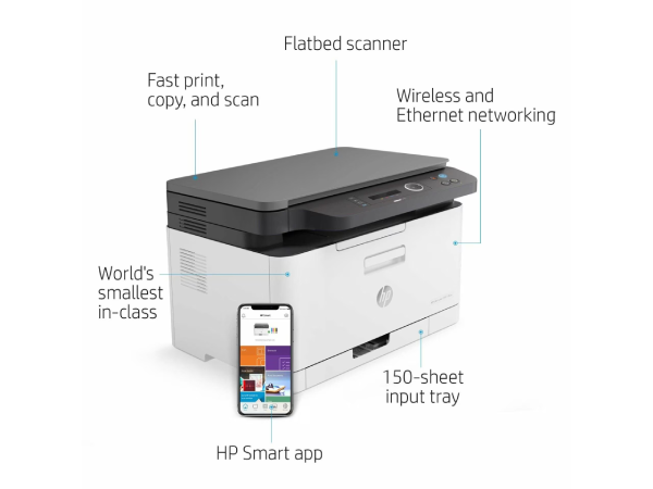 طابعة HP LASER MFP 178NW الملونة، طباعة عالية الجودة وسرعة وكفاءة متميزة