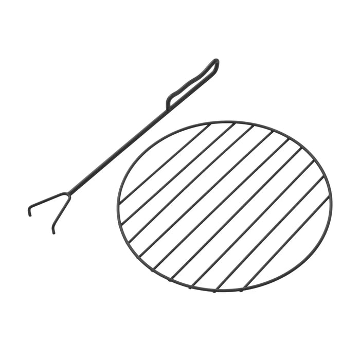 مدفأة حطب دائرية 28 إنش من فولاذ أسود للأماكن الخارجية مع ميزات حماية