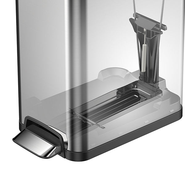 سلة مهملات إيكو إكوفلاي 30 لتر مع غطاء مزدوج وعجلات للفولاذ المقاوم للبصمات