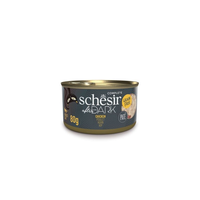 SCHESIR AFTER DARK علبة باتيه مفروم دجاج حقيقي 12x80G غني بالبروتين للقطط