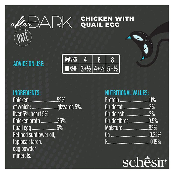 SCHESIR بعد الظلام طعام متكامل للقطط 12X80G(NEW) باتيه دجاج حقيقي غني بالبروتين