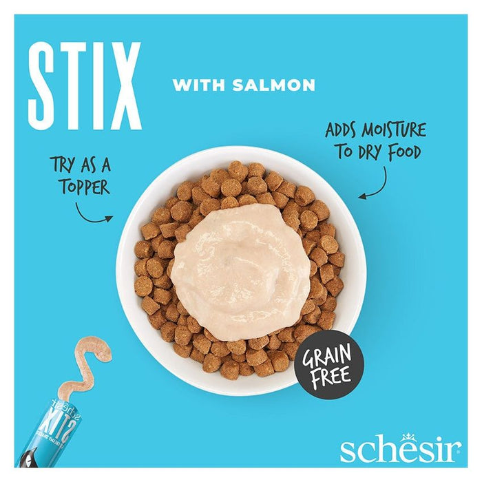 SCHESIR ستيكس علاج بالسلمون والماكريل 12X6X15G موس كريمي للقطط