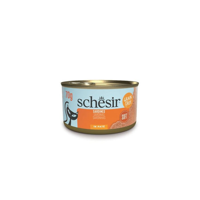 SCHESIR باتيه مشوي سردين حقيقي مقطّع 12×70G علب مطبوخ بصلصة لذيذة ومرطبة للقطط