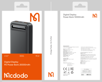 باور بانك بشاشة رقمية 10.5W سعة 20000mAh مع حماية ذكية وشحن مزدوج من Mcdodo