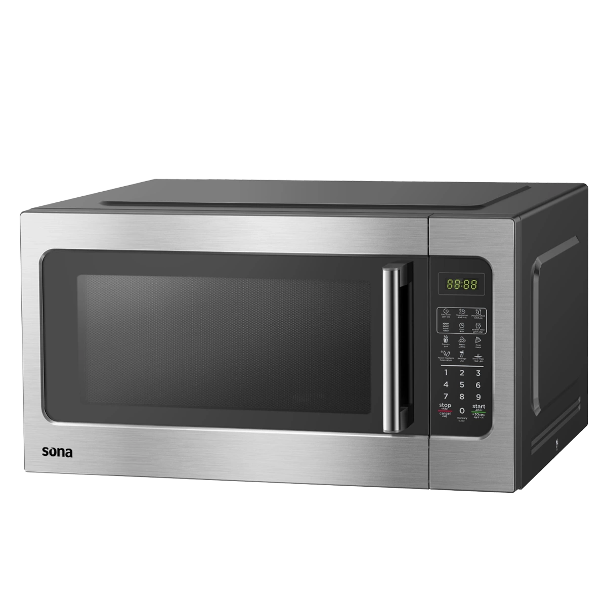 Sona microwave, 65-liter capacity, 1200 watts, black color, steel frame, 11 programs
