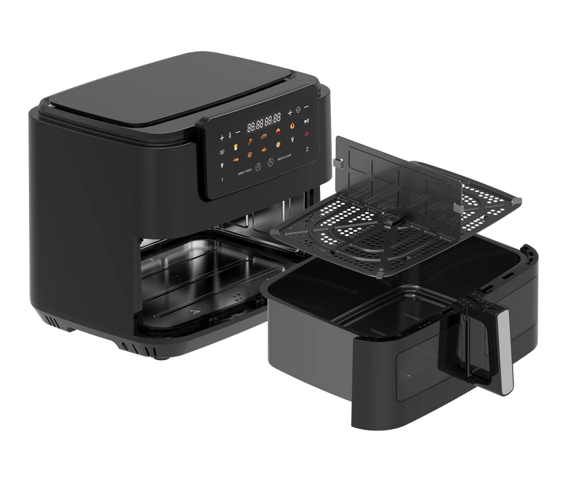 مقلاة هوائية سونا بسعة 10 لتر 2600 واط لون اسود  مع نظام فاصل للطبخ على الجهتين او جهة واحدة