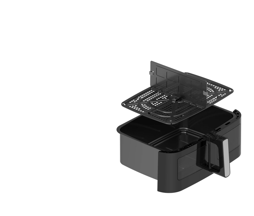 مقلاة هوائية سونا بسعة 10 لتر 2600 واط لون اسود  مع نظام فاصل للطبخ على الجهتين او جهة واحدة