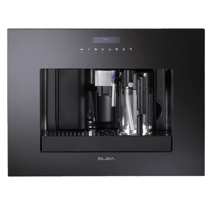 ماكينة قهوة وكابتشينو أوتوماتيكية بالكامل البا بلت إن زجاج أسود 45 سم