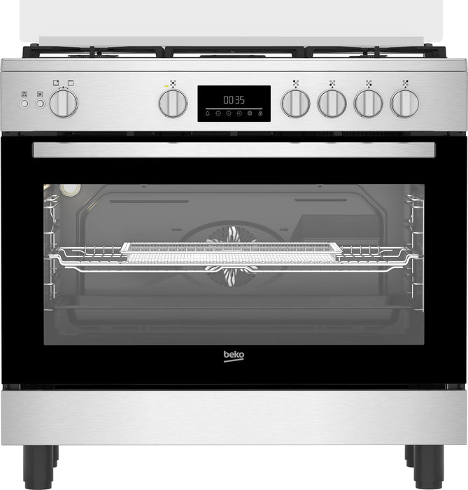 طباخ بيكو 90 سم 5 شعلات ستانليس ستيل مع مروحة ومناصب سكب سميكة