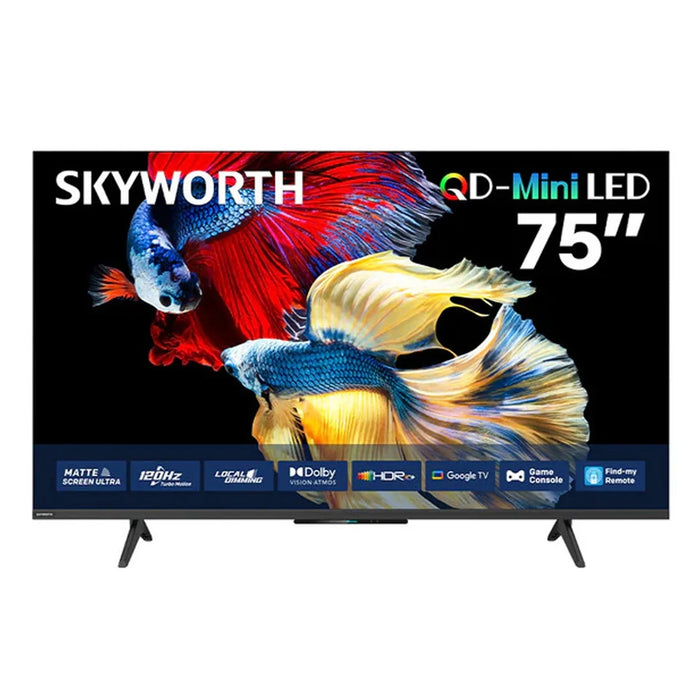 شاشة سكاي وورث 75 إنش Mini LED سمارت 4K QLED مع تقنية العناية بالعين وتجارب Google TV