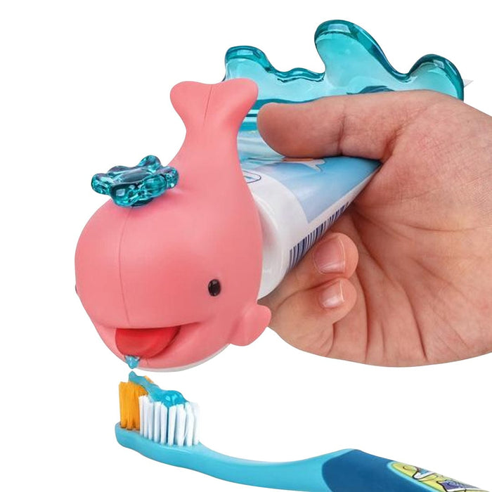 موزع معجون أسنان فليبر حوت بينكي بتصميم لطيف وسهل الاستخدام للأطفال من flipper