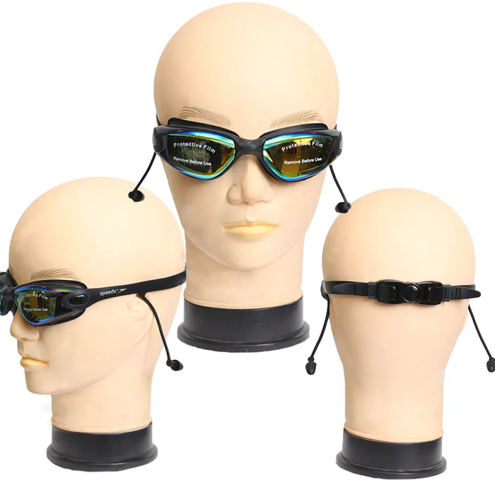نظارة سباحة مع سدادات أذن SPEEDO - رؤية واضحة وحماية UV وحزام قابل للتعديل
