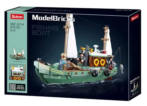 لعبة تركيب قارب الصيد ModelBricks بـ610 قطع من Sluban