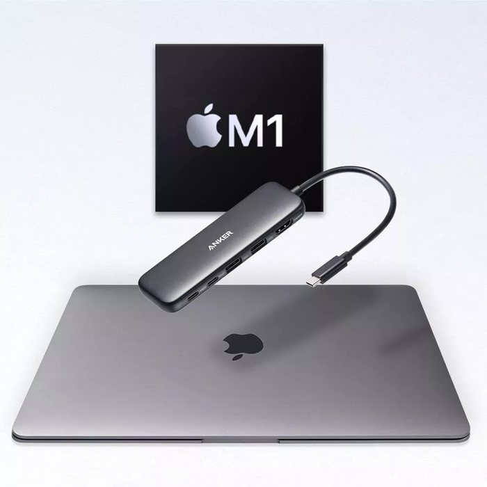 محور USB-C 5 في 1 بمدخل 100W وشحن تمريري وإخراج فيديو 4K من Anker