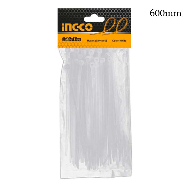ربطات كابلات انكو 600 مم نايلون 66 أبيض 100 قطعة
