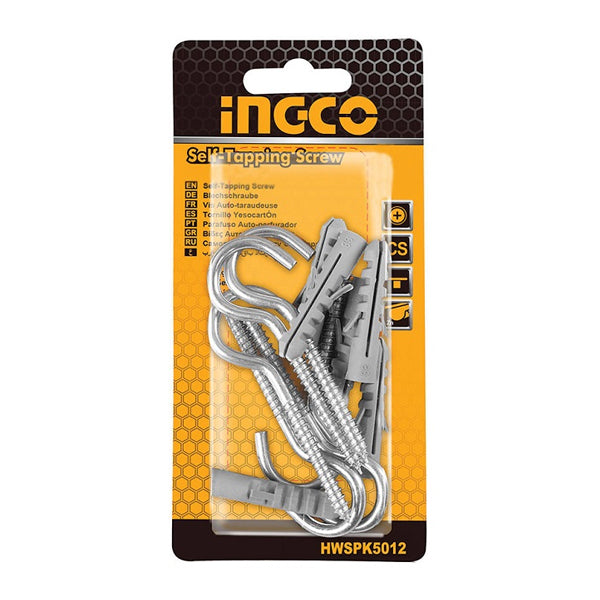 طقم فيشر (سدادات) رمادي مع براغي خطاف قياس 5 مم بطول 40 مم