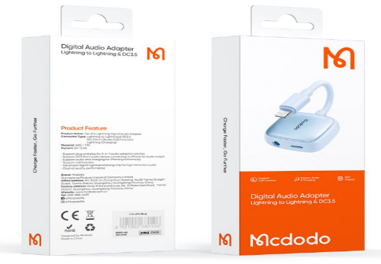 محول صوتي Lightning إلى Lightning وDC3.5 - شحن + موسيقى + مكالمات بجودة عالية من Mcdodo