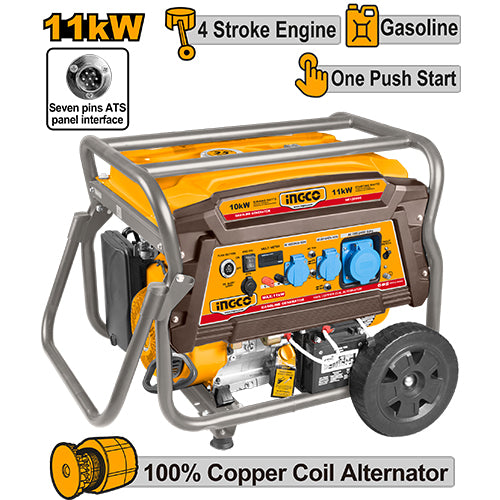مولد كهرباء 11 KVA صناعي مفتاح مع لوحة ATS انكو، سرعة 3000 دورة وكفاءة تبريد هوائي من INGCO
