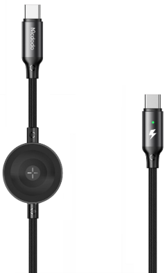 شاحن لاسلكي 2 في 1 60 واط USB-C إلى USB-C مع كابل 1.5 متر لشحن ساعة آبل بضمان شحن مستقر من Mcdodo