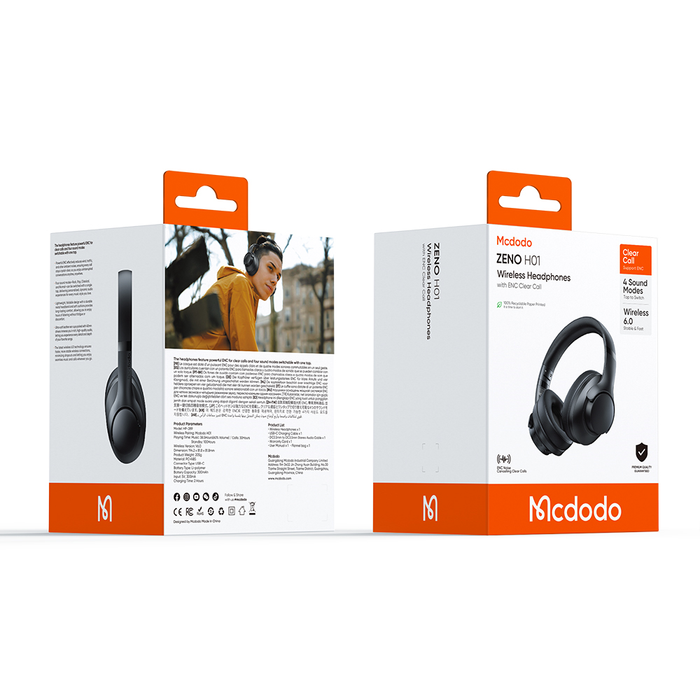 سماعات H01series ENC بتقنية ENC وتقنية لاسلكية 6.0 زمن تشغيل 38.5 ساعة من Mcdodo
